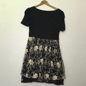 Beautiful black with champagne floral design dress